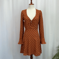 Image 2 of SKYLAR + MADISON orange rust color polkadot dress
