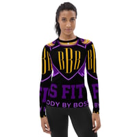 Image 3 of BOSSFITTED Black Purple and Gold Women's Rash Guard