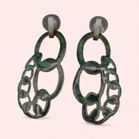 Image 1 of Sterling Silver Forest Green Enamel Quay Chain Earrings