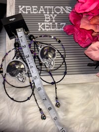 Image 3 of Large Hoop Ravens Earrings 2 