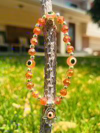 Orange Crystal Evil Eye Hand 