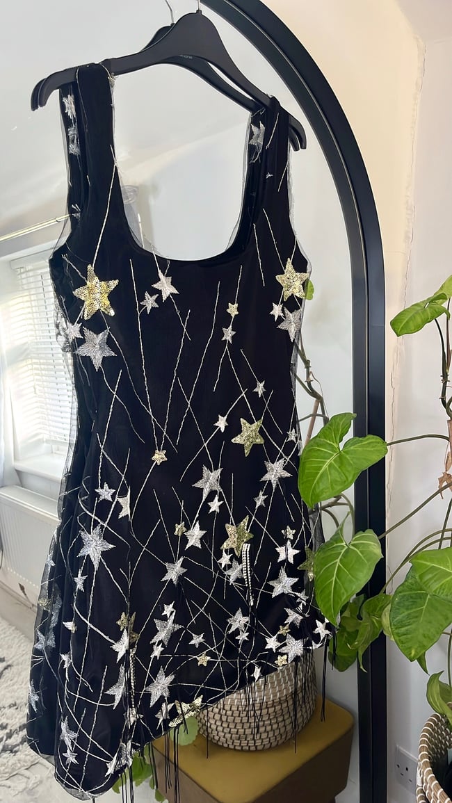 The Starry night Dress. Star embellished tulle velvet dress