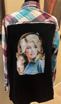 Vintage Purple/Blue/White Flannel Shirt Dolly Parton