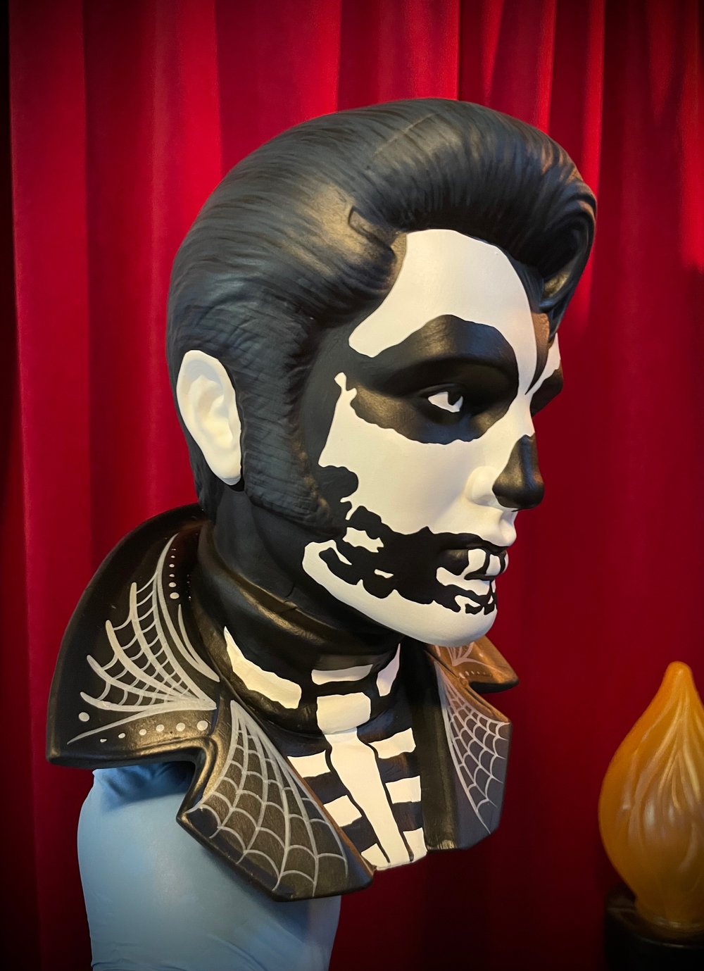 Crimson Elvis Bust with Webs