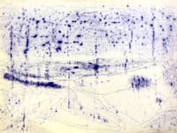 Image 1 of One line landscape with indigo / Balaton-felvidék - 50x70 cm