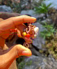 Image 2 of CARNELIAN X PYRITE X TIGERS EYE X SHELL X CLEAR QUARTZ STALACTITE 