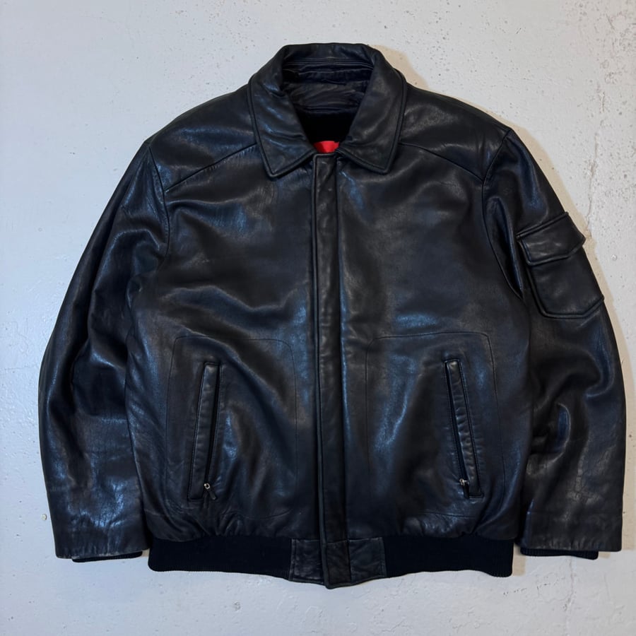 Image of 2000s Fleece Lined Leather Jacket, Size XL