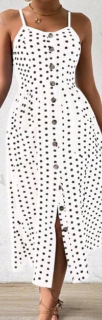 Image 3 of  Frenchy Polka Dot Print Button Front Cami Dress