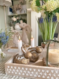 Image 3 of SALE! Antique Brass Chubby Bunny Candle Holders