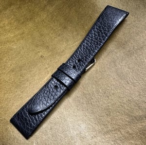Image of Black Soft Grain Calfskin Hand-Rolled Watch Strap