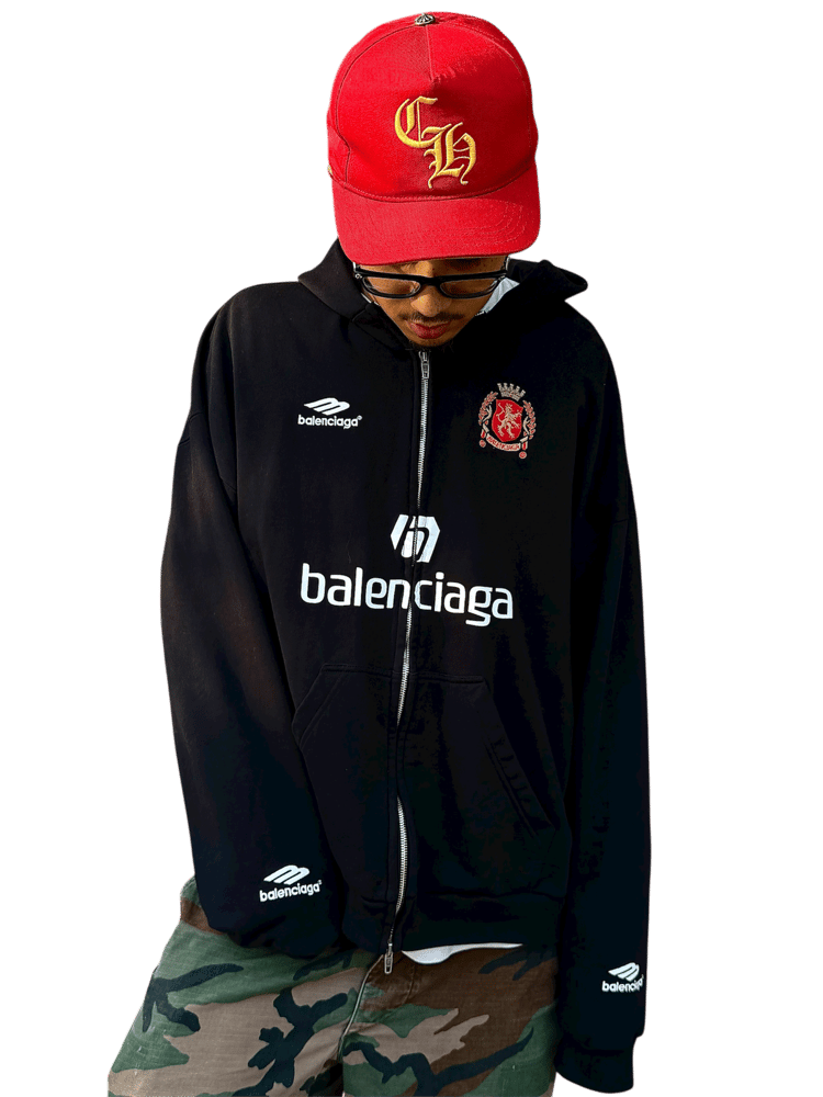 Image of Balenciaga SS24 Paris Soccer Zip-up Hoodie 