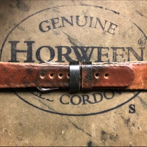 Image of Marble black Ltd Ed Horween Shell Cordovan Secret Stitching Watch Strap