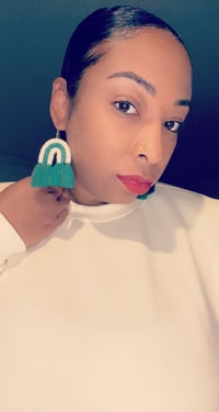 Image 3 of U tassel earrings -Green