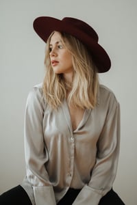 Image 3 of Bianca Fedora Hat / Burgundy