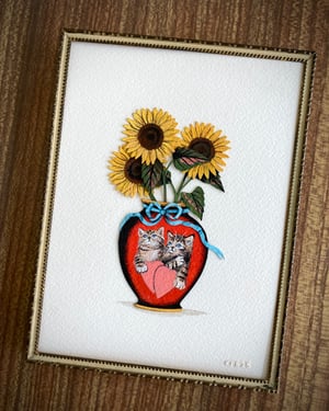 Image of Kitten Vase Framed Cutouts Original
