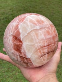 Image 10 of Large Banded Calcite Crystal Sphere Statement Piece #853