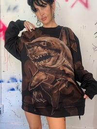 Image 3 of “GREAT WHITE” CUSTOM BLEACH PAINTED PULLOVER SWEATER XL