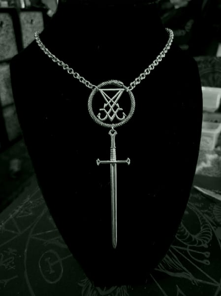 Image of Ouroboros Lucifer Sigil Sword Necklace
