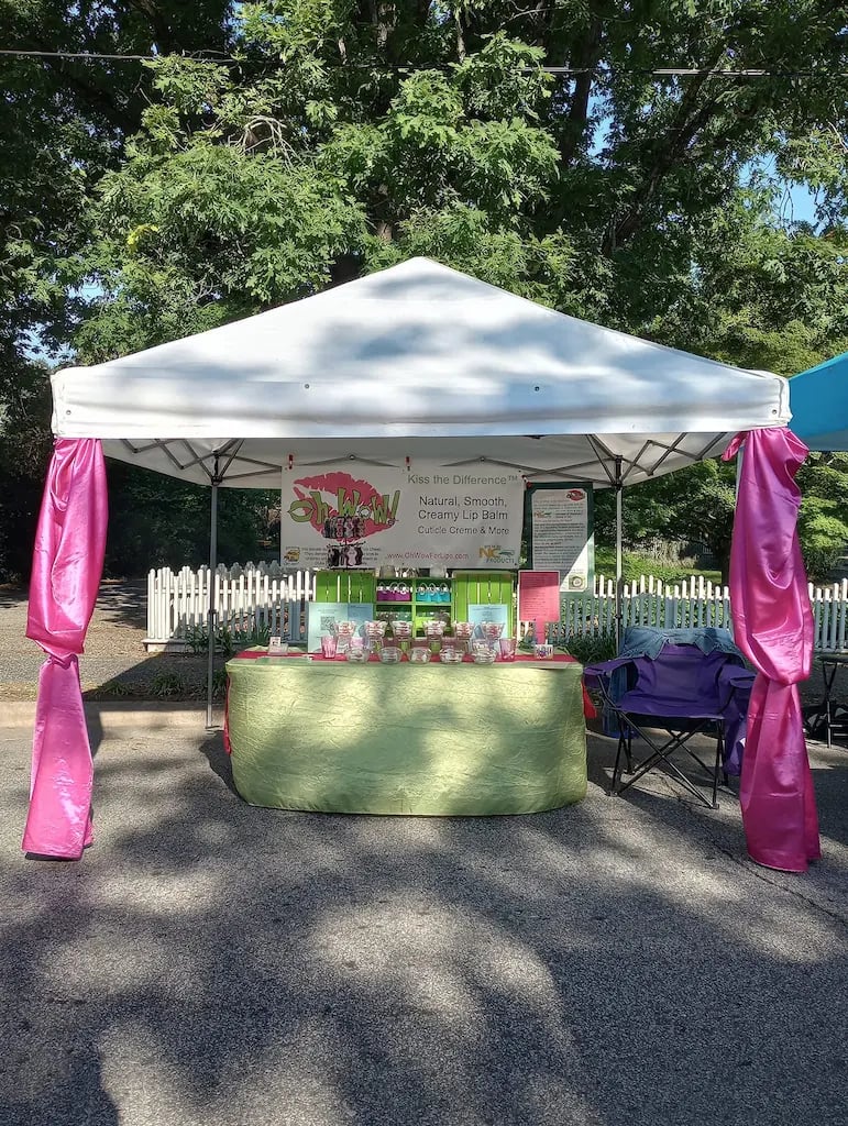 Oh WoW!&reg; lip balm booth at the Apex PeakFest in Apex, North Carolina on May 6, 2023