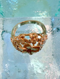Image 3 of 14k solid plumeria lei circle ring