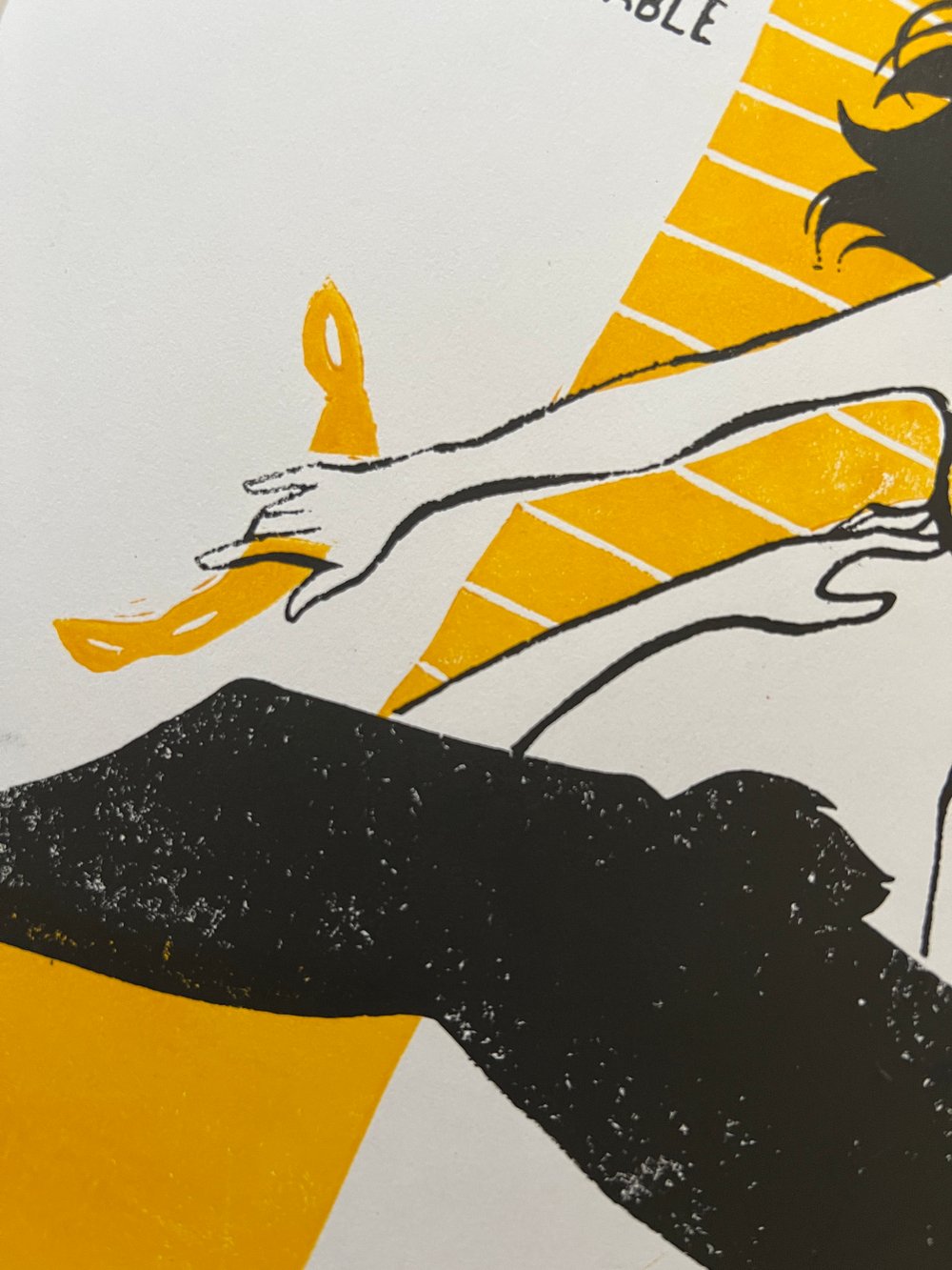 Image of  "Chaton de sable" handmade linocut art print