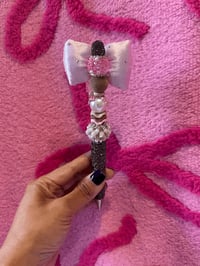 Image 1 of Pink Puffy Bow Rhinestone Pen