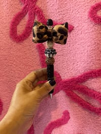Image 2 of Leoapard Puffy Bow Rhinestone Pen