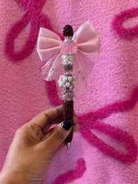 Image 1 of Baby Pink Pearl Bow Rhinestone Pen