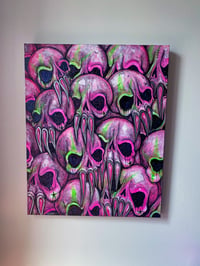 Image 2 of Neon Anxiety Skull Painting