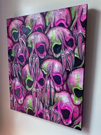 Image 1 of Neon Anxiety Skull Painting