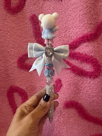 Image 2 of Flocked Blue/Pink Nanci Rhinestone Pen