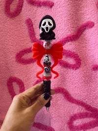 Black Ghostface Red Bow Rhinestone Pen