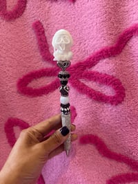 Image 1 of White/Glow Ghostface Rhinestone Pen