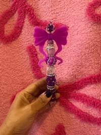 Neon Purple Jellyfish Bow Heart Rhinestone Pen