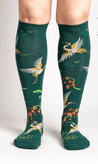 Image 1 of Flying Cranes Knee Socks