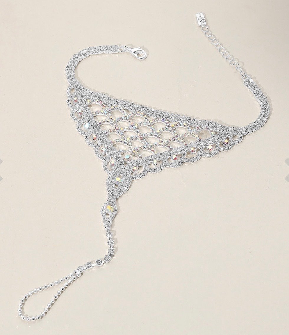 Image of SILVER STONE ANKLET BRACELET 