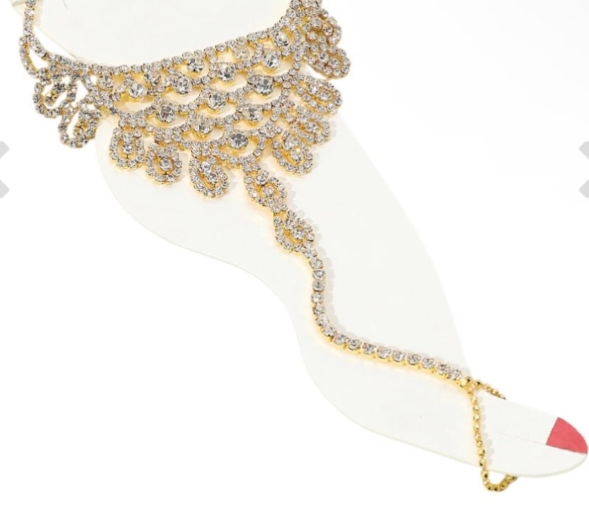 Image of RHINESTONE GOLD ANKLET BRACELET 