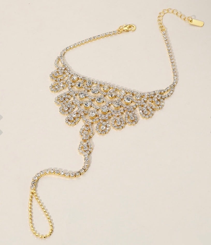 Image of RHINESTONE GOLD ANKLET BRACELET 