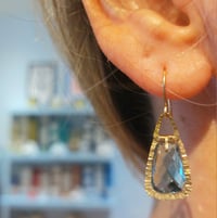 Image 2 of GOLD AND TEAL QUARTZ DROP EARRINGS