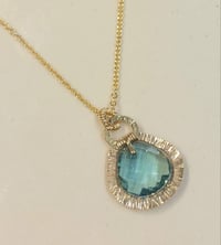 Image 3 of GOLD AND TEAL QUARTZ DROP EARRINGS
