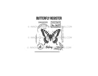 Butterfly Register – 6-Piece Vintage Botanical Red Rubber Stamp Set