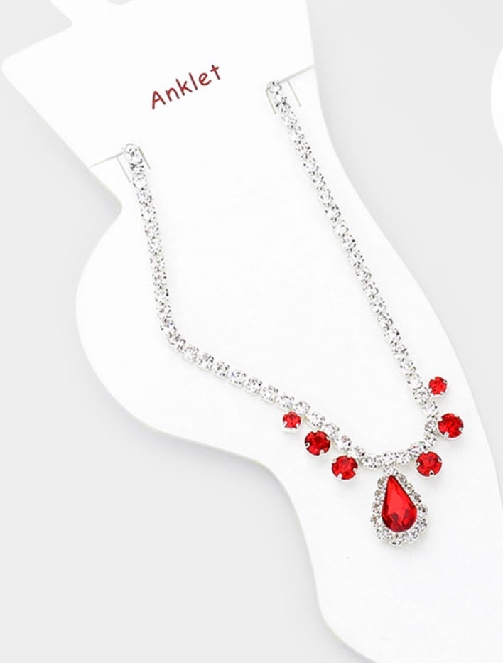 Image of DROP STONE RED ANKLE BRACELET 