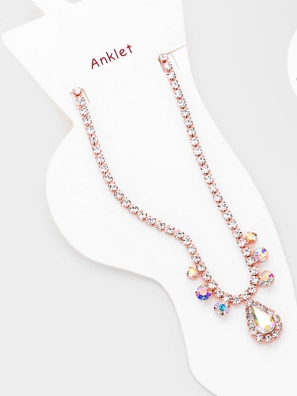Image of DROP STONE MULTI GOLD ANKLET 