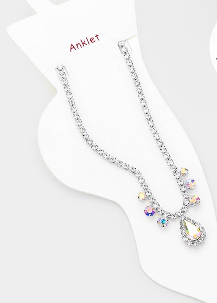 Image of DROP STONE MULTI GOLD ANKLET 