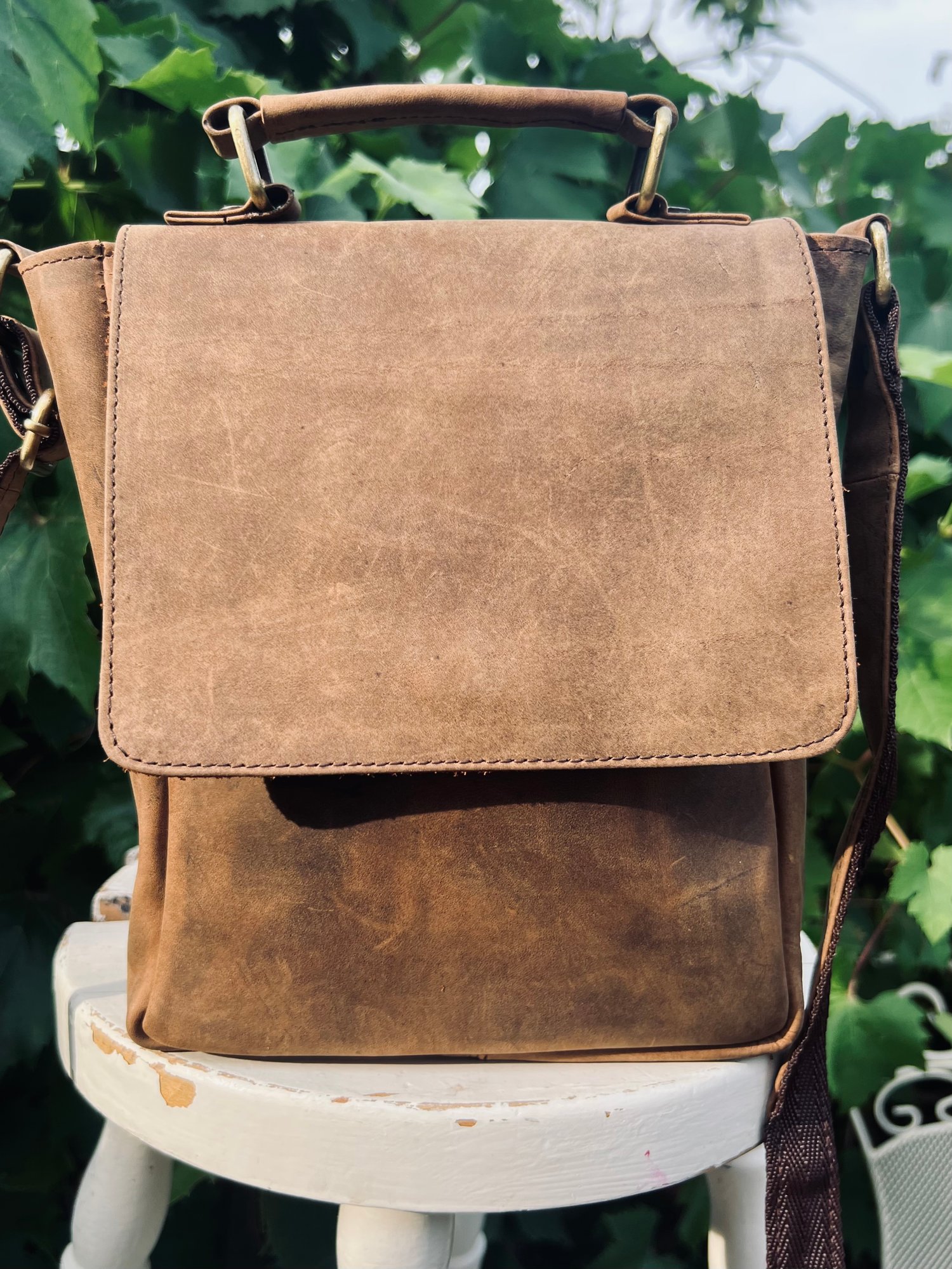 Image of Rustic Buffalo Leather Half Flap + Handle #RB1