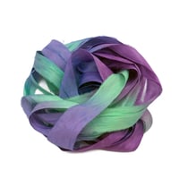 Image 2 of 5YD  ENGLISH GARDEN  Hand Dyed Recycled Sari Silk Ribbon by Color Kissed Silk & Lazy Ho...