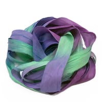 Image 3 of 5YD  ENGLISH GARDEN  Hand Dyed Recycled Sari Silk Ribbon by Color Kissed Silk & Lazy Ho...