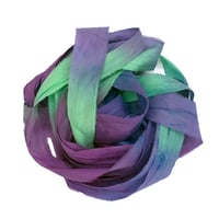 Image 8 of 5YD  ENGLISH GARDEN  Hand Dyed Recycled Sari Silk Ribbon by Color Kissed Silk & Lazy Ho...