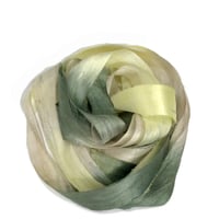 Image 3 of  5YRD.   LEMON GRASS  Hand Dyed Recycled Sari Silk Ribbon by Color Kissed Silk & Lazy ...
