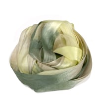 Image 1 of  5YRD.   LEMON GRASS  Hand Dyed Recycled Sari Silk Ribbon by Color Kissed Silk & Lazy ...